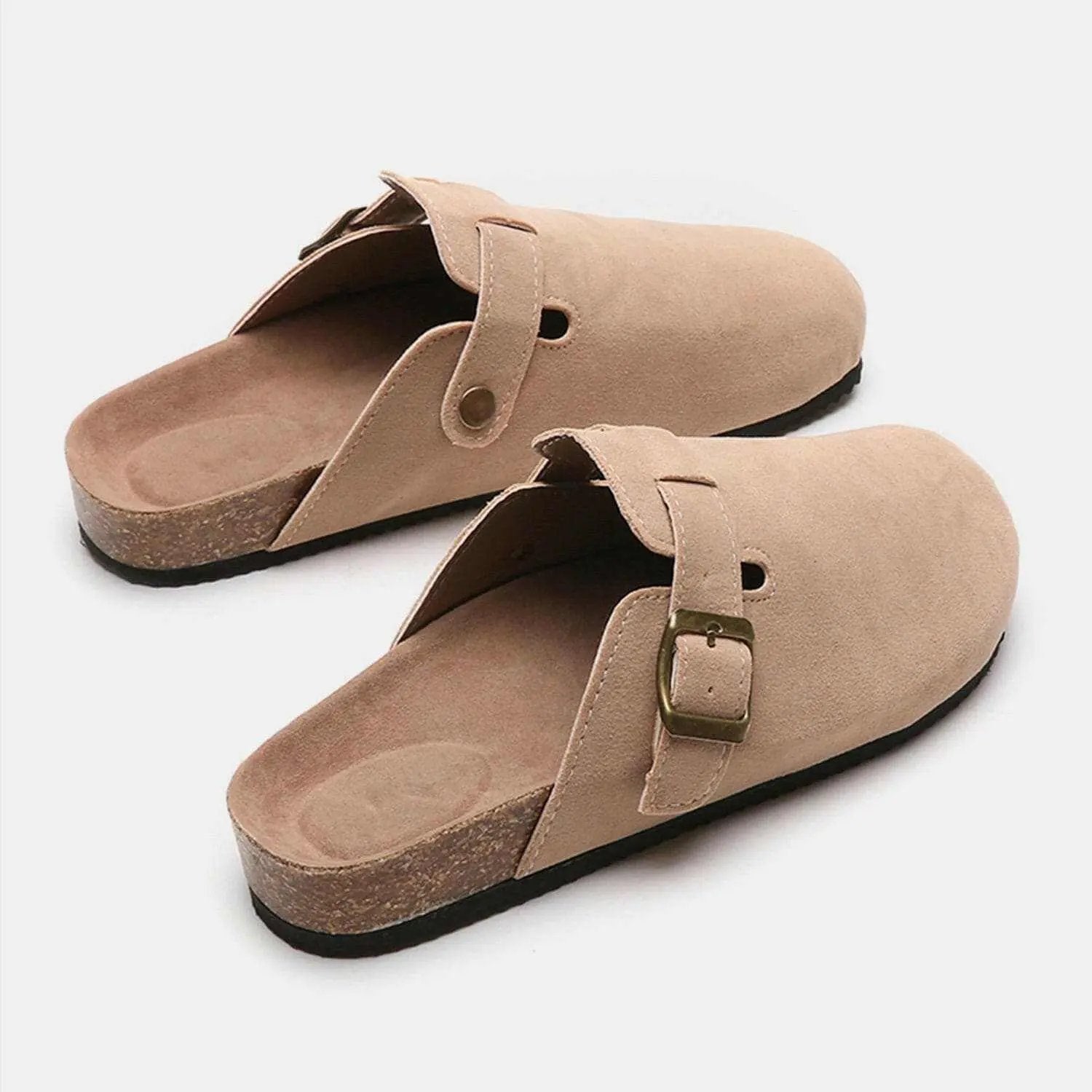 Chic suede closed-toe buckle sandals - Love Salve